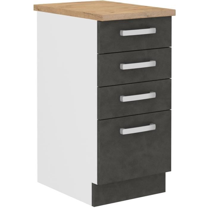 LASSEN 4-Drawer Base Cabinet - Matte Grey - W40 x D51.6 x H85 cm