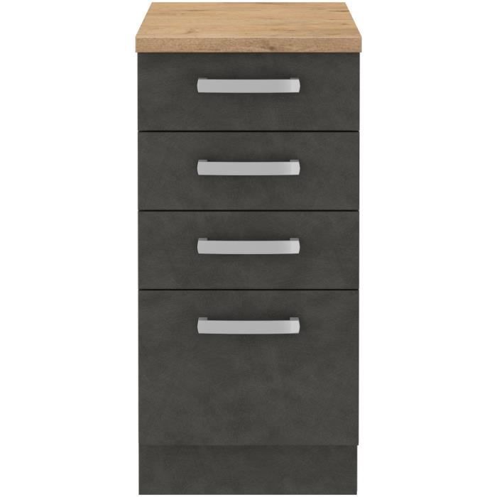 LASSEN 4-Drawer Base Cabinet - Matte Grey - W40 x D51.6 x H85 cm