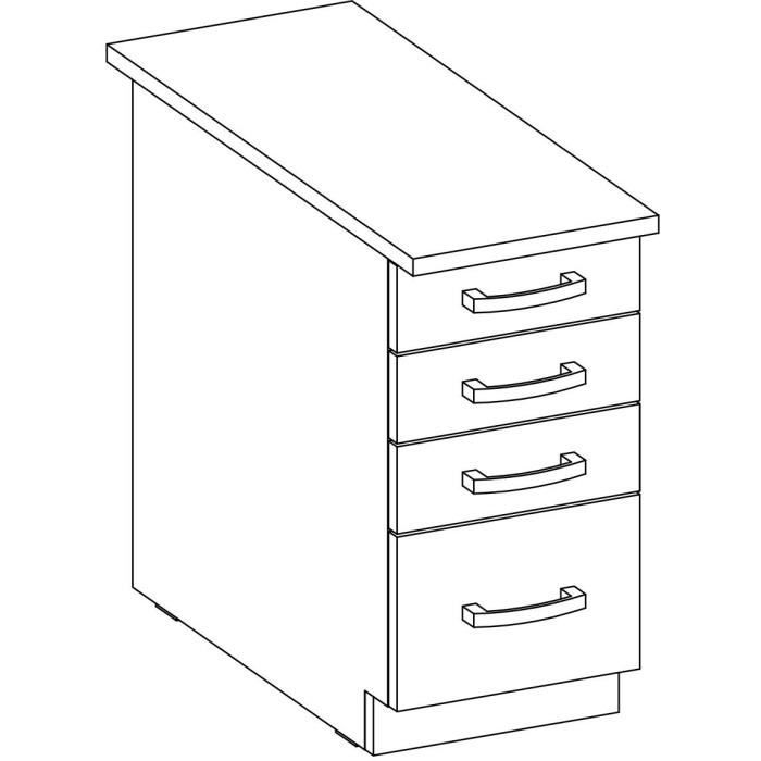 LASSEN 4-Drawer Base Cabinet - Matte Grey - W40 x D51.6 x H85 cm