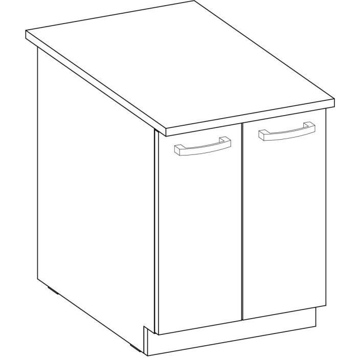 Low Cabinet 2 Hinged Doors Matt Gray L60 x D51.6 x H85 cm LASSEN