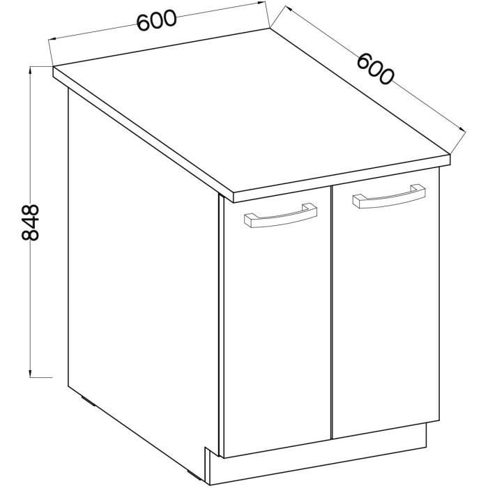 Low Cabinet 2 Hinged Doors Matt Gray L60 x D51.6 x H85 cm LASSEN