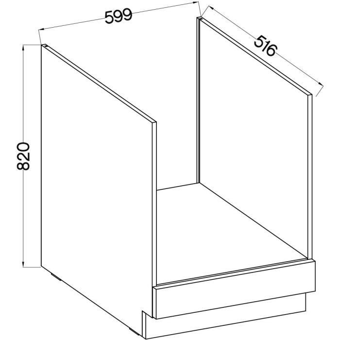 Low Cabinet Built-In Oven Worktop Matt Gray L60 x D51.6 x H85 cm LASSEN