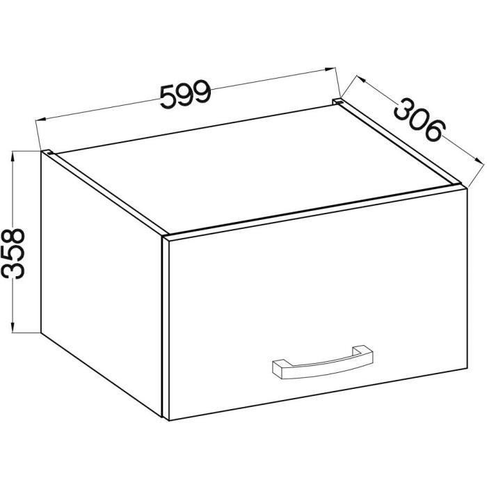 Tilting Door Hood - Matt Gray - L 60 x D 31.6 x H 36 cm
