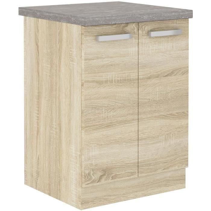 LASSEN Low Cabinet - 2 Doors - Sonoma Oak - W 60 x D 51.6 x H 85 cm