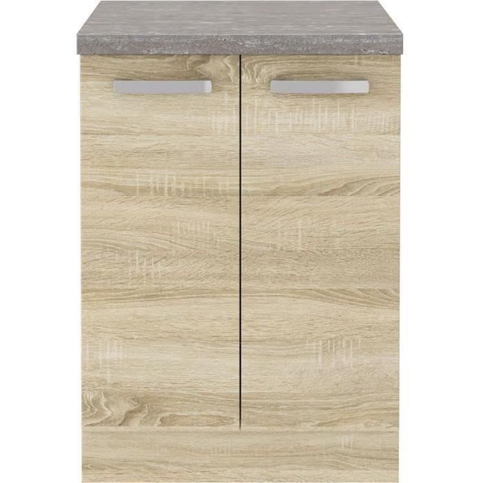 LASSEN Low Cabinet - 2 Doors - Sonoma Oak - W 60 x D 51.6 x H 85 cm