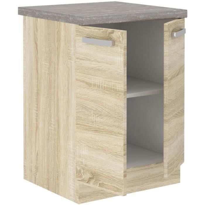 LASSEN Low Cabinet - 2 Doors - Sonoma Oak - W 60 x D 51.6 x H 85 cm