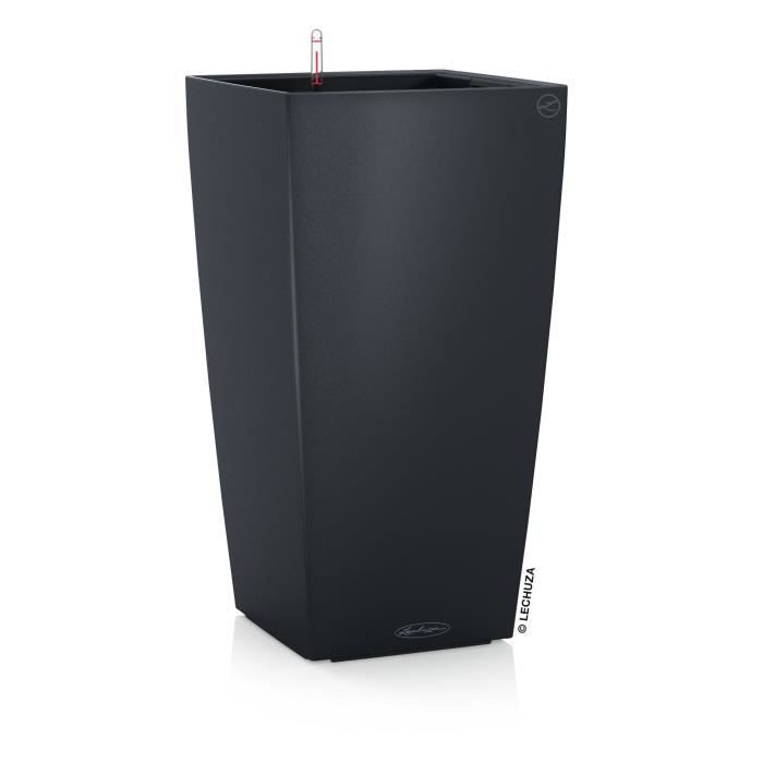 LECHUZA Cubico Color 30 Flower Pot - 29.5 x 29.5 x 56.5 cm - Slate - Sub-irrigation System - Frost Resistant