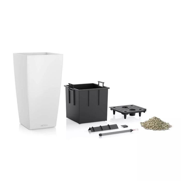 LECHUZA Cubico Color 30 Flower Pot - 29.5 x 29.5 x 56.5 cm - Slate - Sub-irrigation System - Frost Resistant