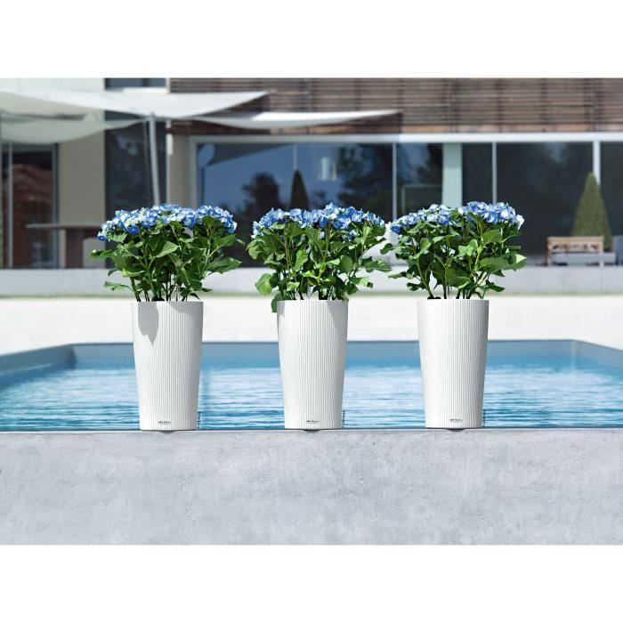 LECHUZA Flower Pot - Color Cylinder 32 - Ø 32 x 56 cm - 13 L - Complete Kit - White