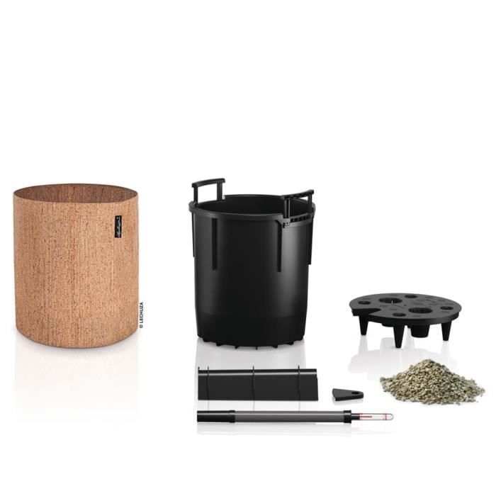 LECHUZA Pot de fleurs TRENDCOVER 32 Cork ALL-IN-ONE - Ø 32 × 33 cm - Naturel clair 441317