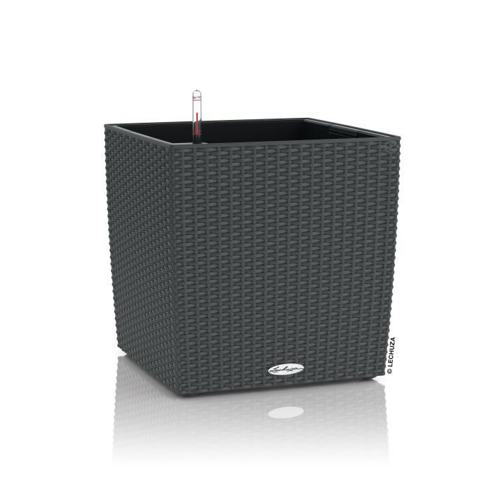 LECHUZA Flower Pot - Cube Cottage 40 - 39 x 39 x 40 cm - 31 L - Complete Kit - Granite