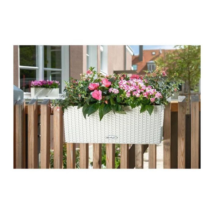 LECHUZA Cottage Balcony Planter 50 - White - 44x33 cm - With water reservoir