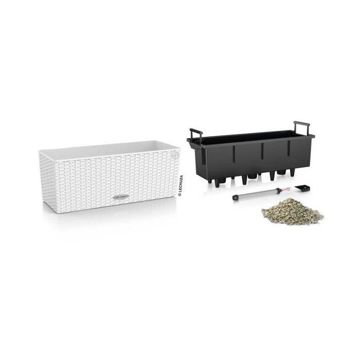 LECHUZA Cottage Balcony Planter 50 - White - 44x33 cm - With water reservoir