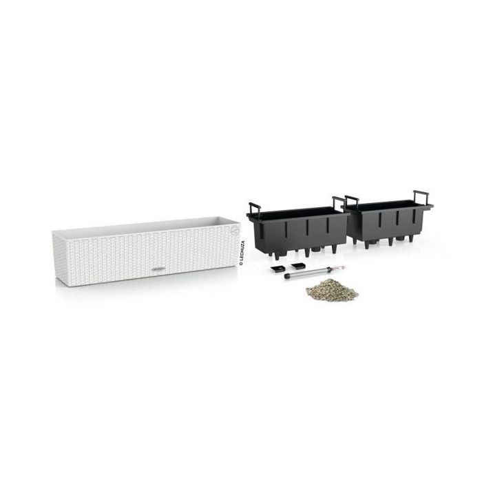 LECHUZA Jardiniere - Balconera cottage 80 - 79 x 19 x 19 cm - 12 L - Complete kit - White