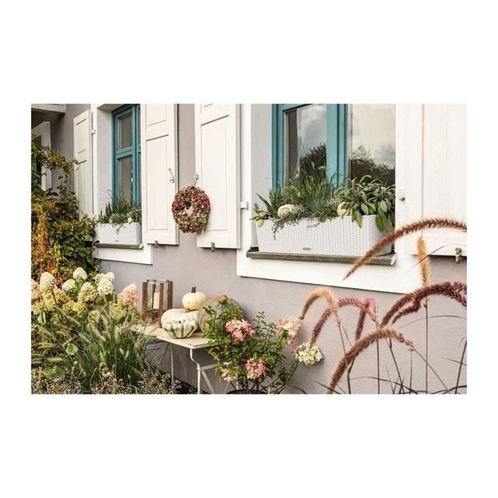 LECHUZA Jardiniere - Balconera cottage 80 - 79 x 19 x 19 cm - 12 L - Complete kit - White