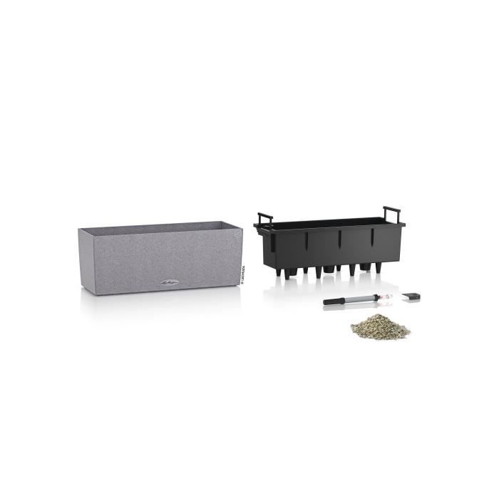 LECHUZA Balcony Planter BALCONERA Stone 50 ALL-IN-ONE Grey
