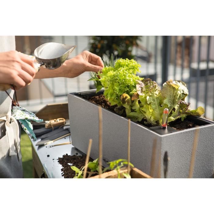 LECHUZA Balcony Planter BALCONERA Stone 50 ALL-IN-ONE Grey