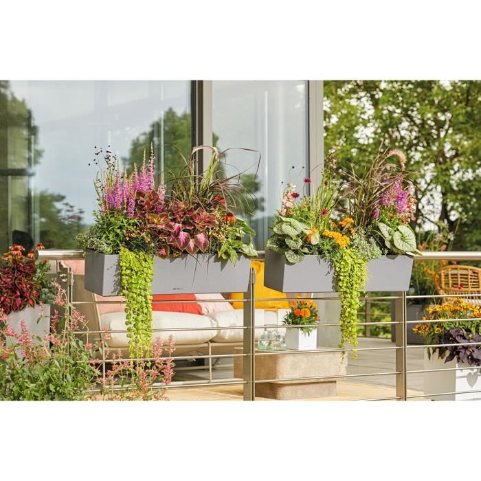 LECHUZA Balcony Planter Balconera Stone 80 - 79 x 19 x 19 cm - Grey