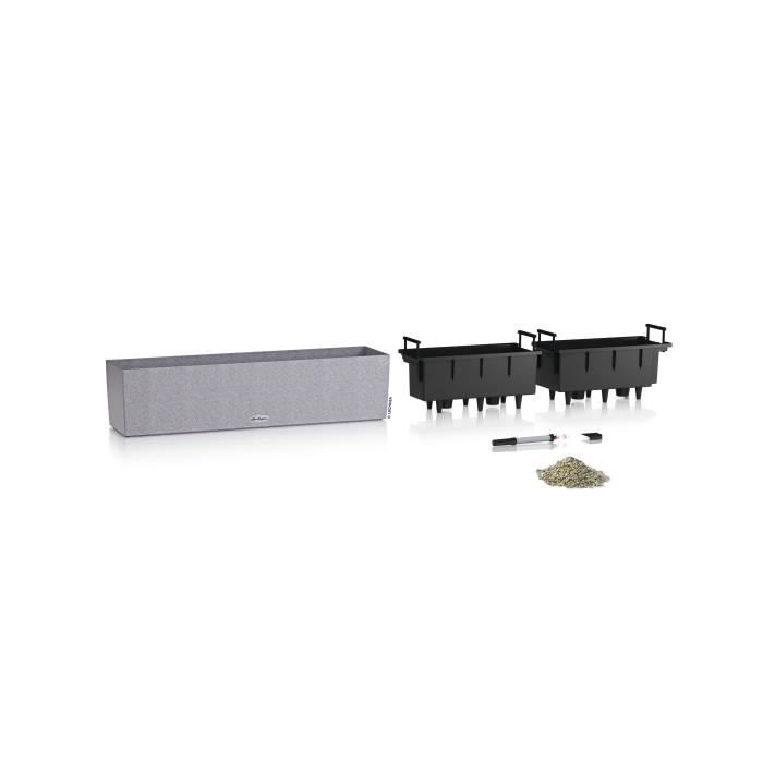 LECHUZA Balcony Planter Balconera Stone 80 - 79 x 19 x 19 cm - Grey