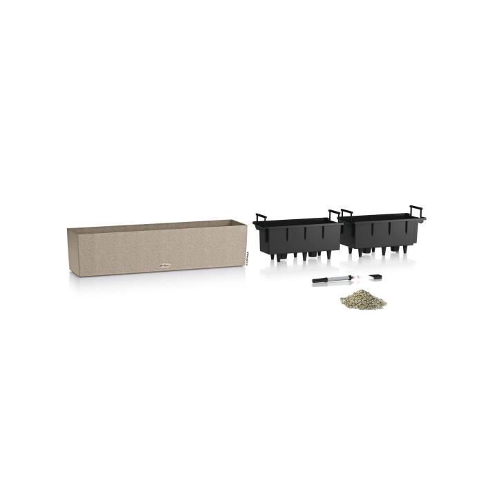 LECHUZA Balcony Planter BALCONERA Stone 80 ALL-IN-ONE Beige