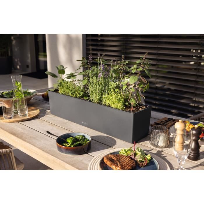 LECHUZA Balcony Planter Color 80 ALL-IN-ONE Slate 15683