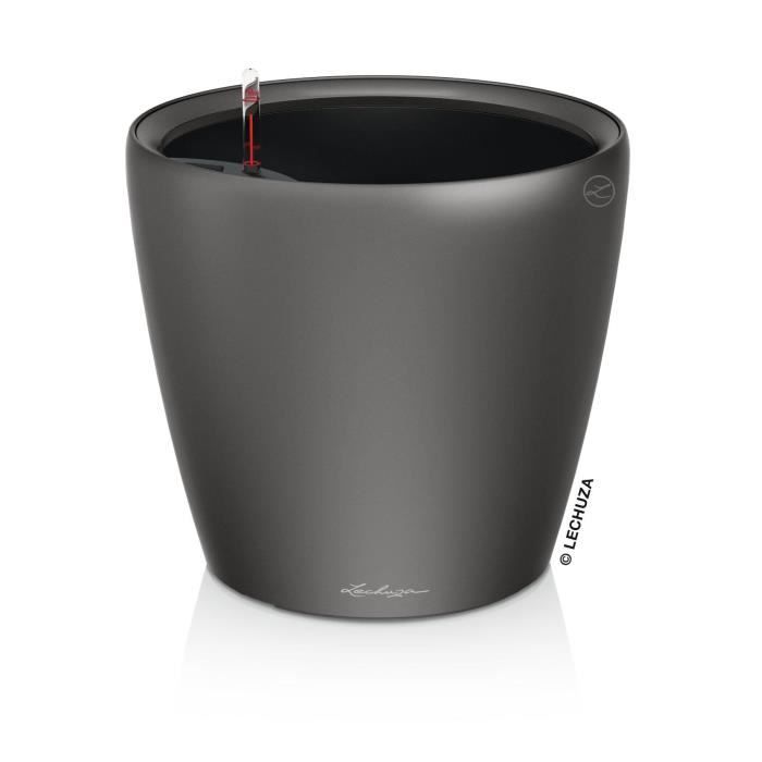 LECHUZA Classico Premium Flower Pot - Complete Kit - Metallic Anthracite - Ø 21 x H20 cm - 3 L