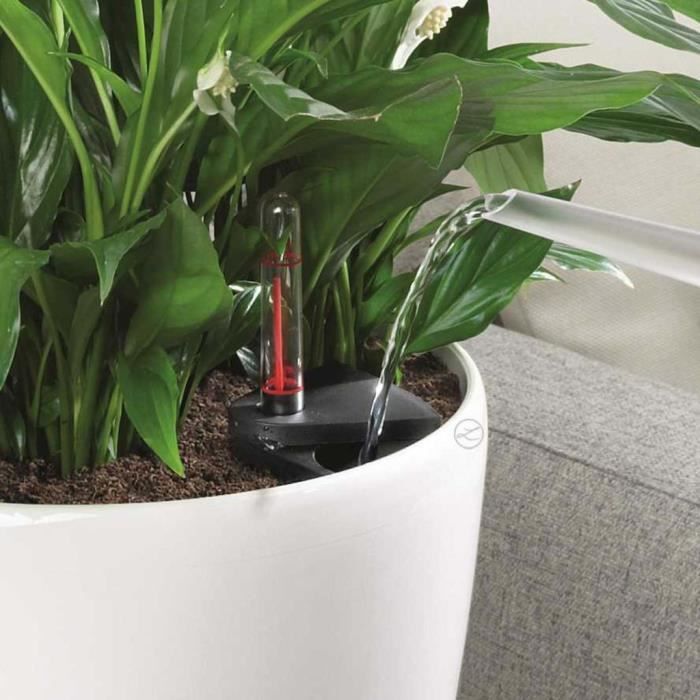LECHUZA Classico 28 LS ALL-IN-ONE Flower Pot - Ø 28 x 26 cm - Glossy White