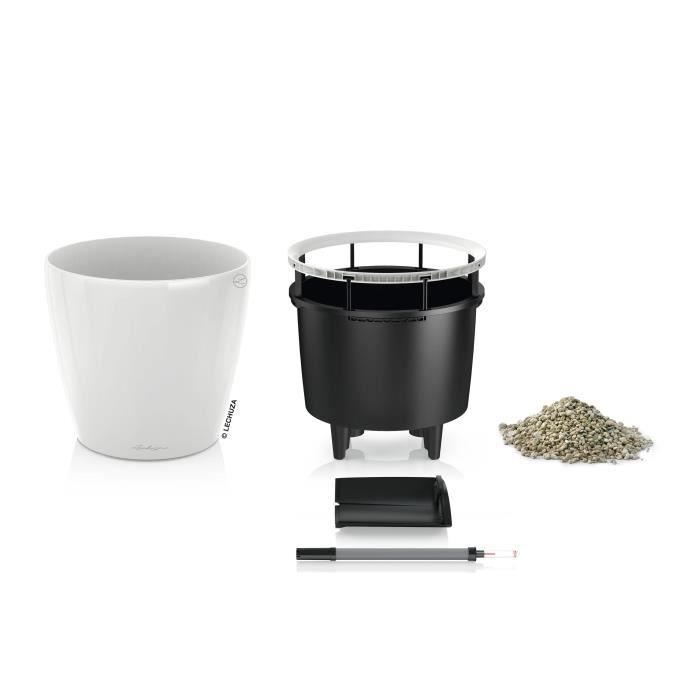 LECHUZA Flower Pot - Classico premium LS 50 - Ø 49.5 x 46.5 cm - Glossy White - Complete Kit