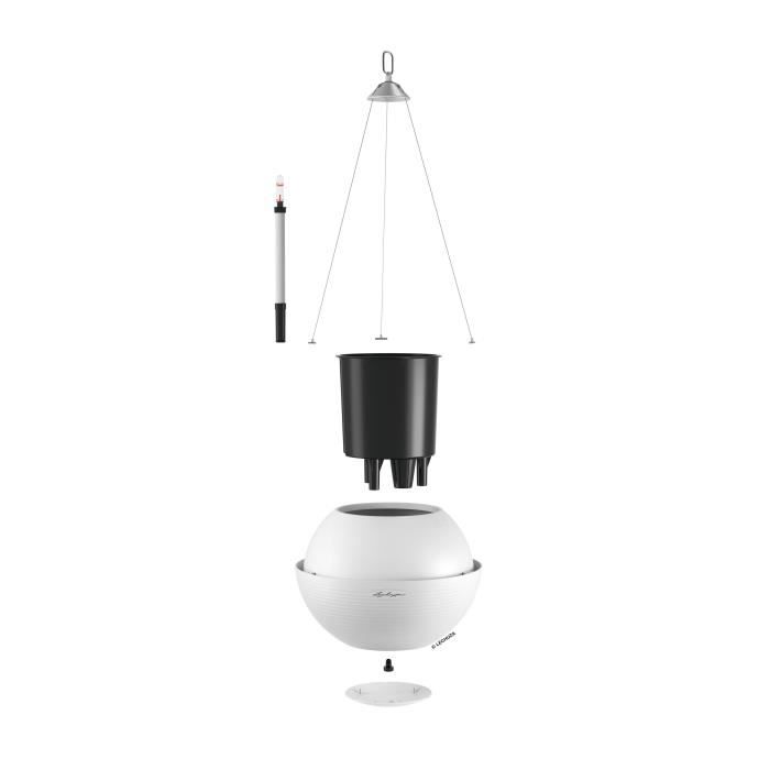 LECHUZA Hanging Planter BOLA Color 32 ALL-IN-ONE - Ø 32 × 25 cm - White 443305