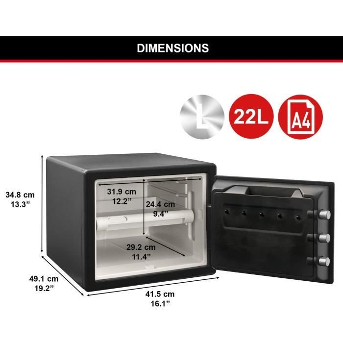 22 L Fireproof and Water Resistant Security Safe - MASTER LOCK LFW082FTC
