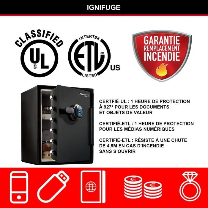 Safe - MASTER LOCK - Fireproof and Waterproof - XXL 56.6 L - Electronic Combination