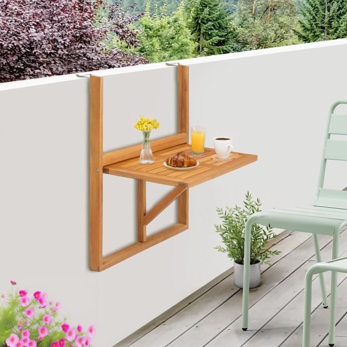 LILOU Folding Balcony Table - FSC Acacia Wood - 60x44x80 cm