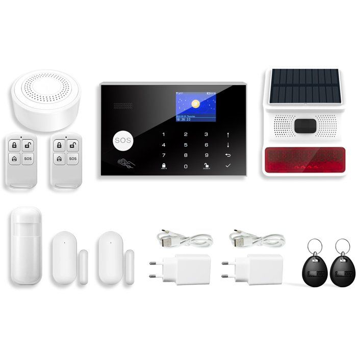 Wireless Alarm Kit - LINK2HOME - Smartphone Control - 90/100 dB Sirens - Complete Accessories + RFID Tags