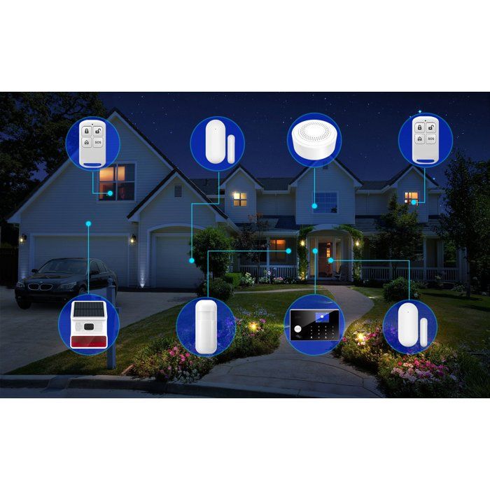 Wireless Alarm Kit - LINK2HOME - Smartphone Control - 90/100 dB Sirens - Complete Accessories + RFID Tags