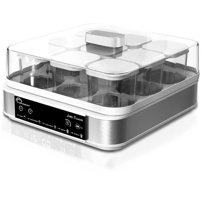 LITTLE BALANCE Yogurt Maker - 9 x 145 ml Jars - 5 Automatic Programs - 30W