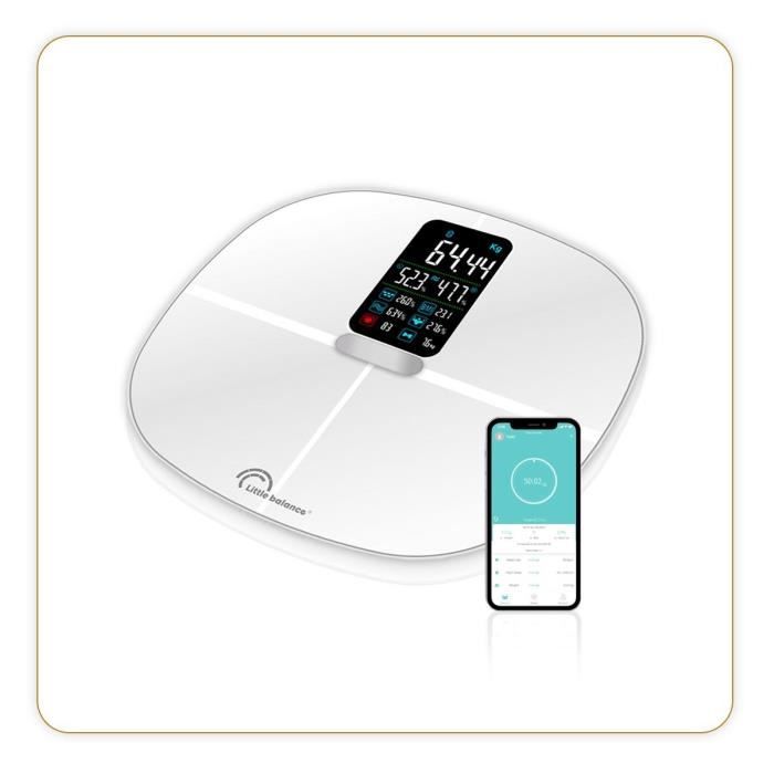 LITTLE BALANCE Connected Body Composition Scale, 180 kg/ 100 g, White