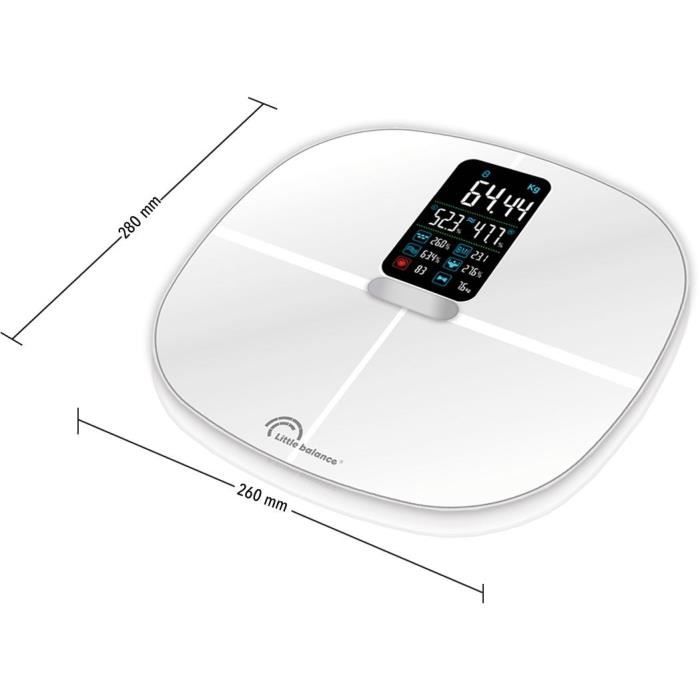 LITTLE BALANCE Connected Body Composition Scale, 180 kg/ 100 g, White