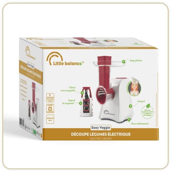 LITTLE BALANCE Easy Veggie Vegetable Slicer - 150W - 5 Cones - White/Red