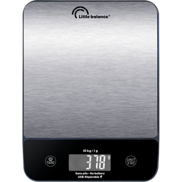 LITTLE BALANCE Kitchen Scale - Happy Genius 10 - Stainless Steel - USB Rechargeable - Repairable
