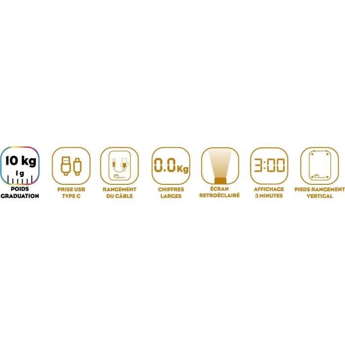 LITTLE BALANCE Kitchen Scale - Happy Genius 10 - Stainless Steel - USB Rechargeable - Repairable