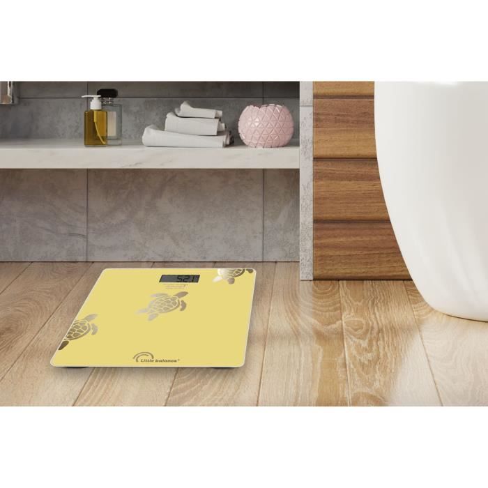LITTLE BALANCE Bathroom Scale - 8731 - Metallic Sand Turtles - USB-repairable - 180 kg/ 100 g - Yellow