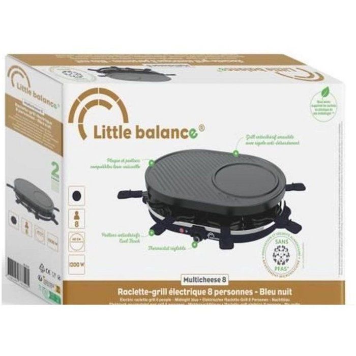 Appareil a raclette 3-en-1 - LITTLE BALANCE - Multi Cheese - 8 personnes - 1200 W - Bleu nuit