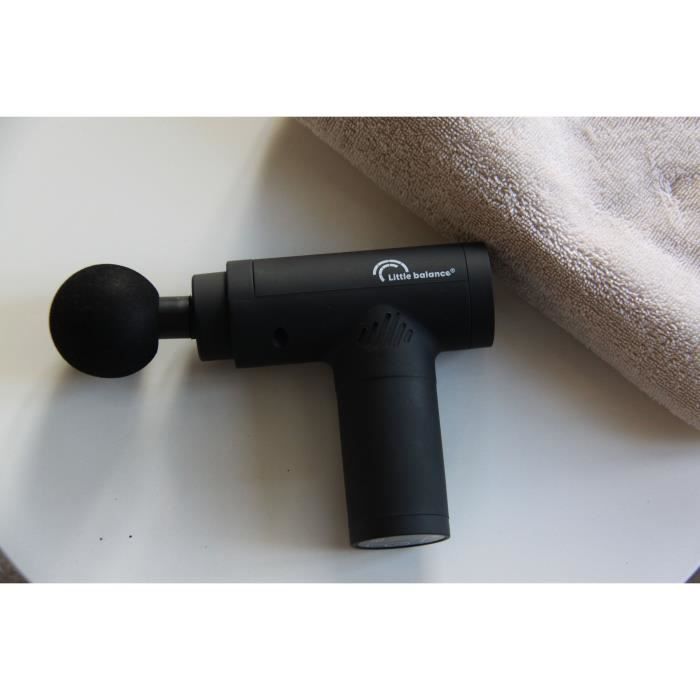 Pistolet massant - LITTLE BALANCE - Sport Relax - 6 vitesses - 4 tetes - Noir