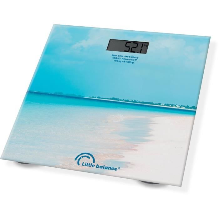 LITTLE BALANCE Bathroom Scale - USB-C - Caribbean - 180 kg/ 100 g - 28 x 28 cm