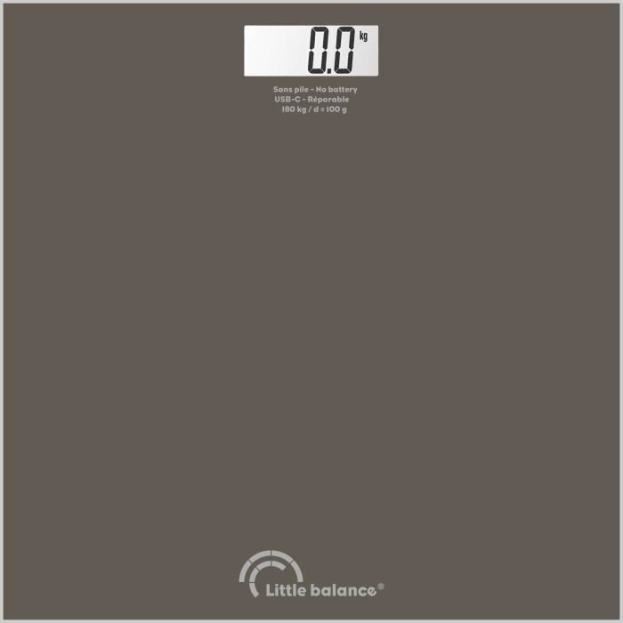 LITTLE BALANCE Bathroom Scale - SB3 - USB-C - Tonka - 180 kg/ 100 g - 28 x 28 cm