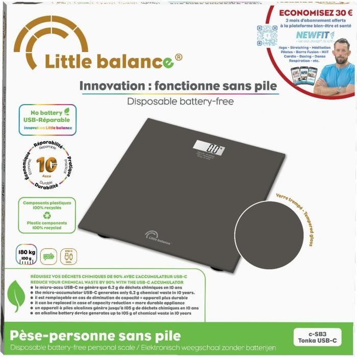 LITTLE BALANCE Bathroom Scale - SB3 - USB-C - Tonka - 180 kg/ 100 g - 28 x 28 cm