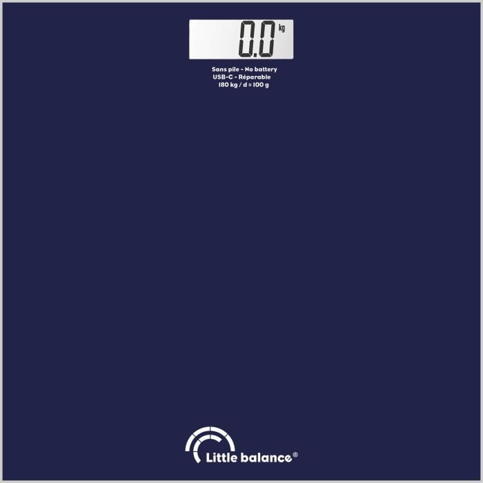 LITTLE BALANCE Bathroom Scale - SB3 - USB-C - Midnight Blue - 180 kg/ 100 g - 28 x 28 cm