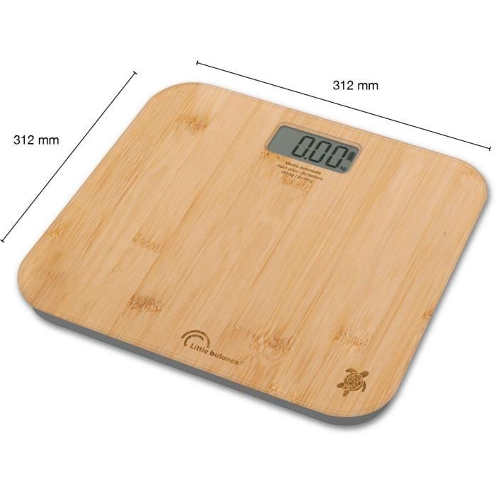 LITTLE BALANCE Bathroom Scale - Automatic Kinetic Scale - Bamboo - 150 kg/ 50 g - 31 x 31 cm