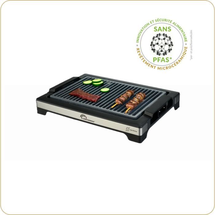 LITTLE BALANCE Electric Barbecue - Easy Nopifas - 38 x 25 cm Cooking Surface - PFAS-Free Microceramic Coating - 2000W