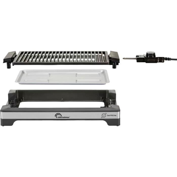 LITTLE BALANCE Electric Barbecue - Easy Nopifas - 38 x 25 cm Cooking Surface - PFAS-Free Microceramic Coating - 2000W